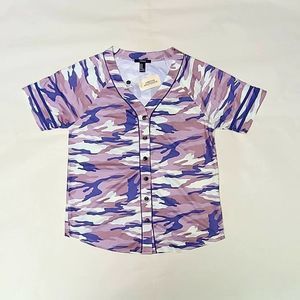 Women's Camo Button Down Short Sleeve Shirt Forever 21 NWT